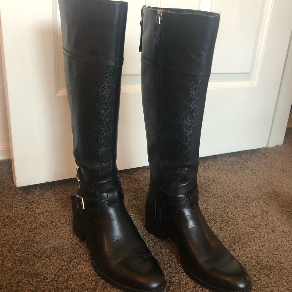Franco Sarto Black Leather Knee High Boots